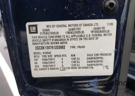 2006 Chevrolet Silverado 1500 Ls from USA, damaged, VIN 2GCEK13V761233982